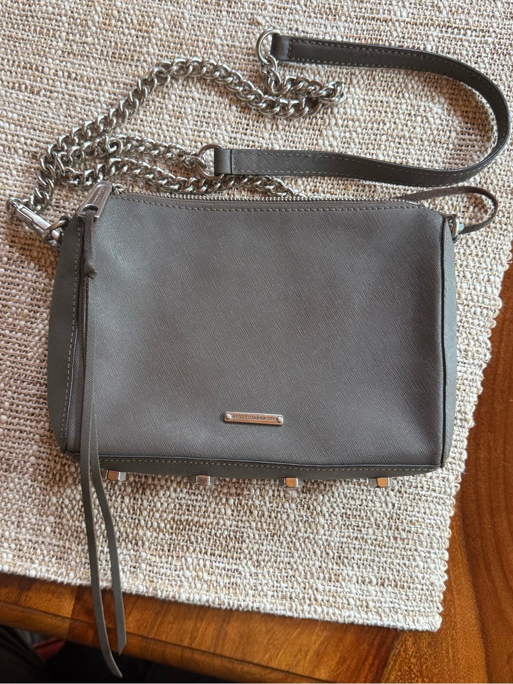 Rebecca Minkoff Gray Leather Crossbody with Chain Strap